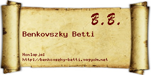 Benkovszky Betti névjegykártya